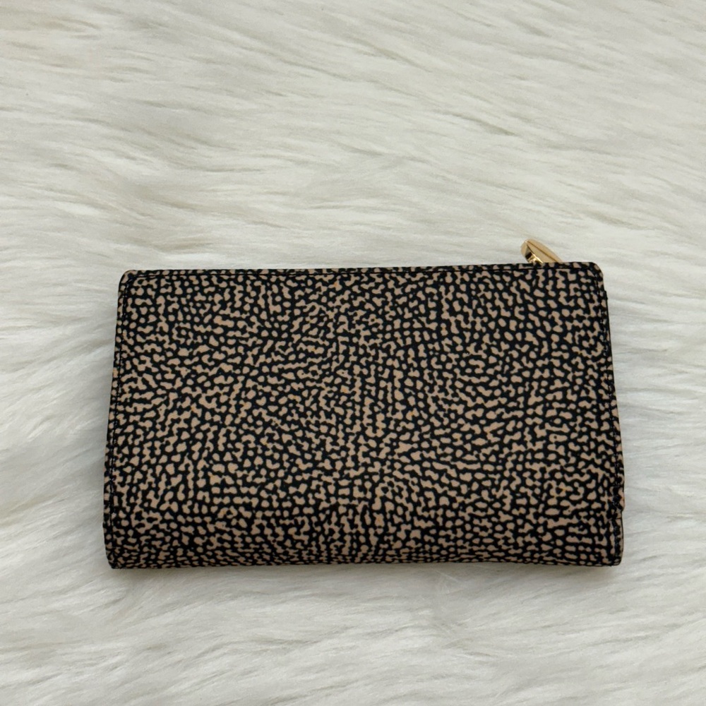 BORBONESE - BLACK TAN NYLON OP NATURALE NERO MEDIUM SIZED TRIFOLD SNAP WALLET - Picture 4 of 16